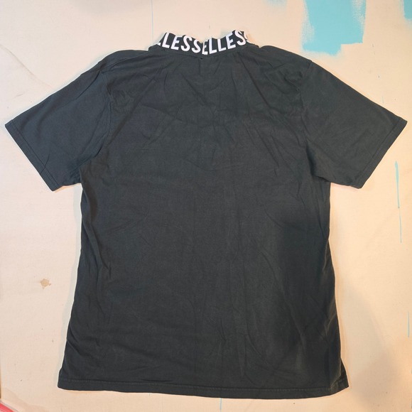 Vintage Ellesse Mens L T-shirt Green Mock Neck Logo Collar VTG UK 22x30 Trtlenck - Picture 1 of 5